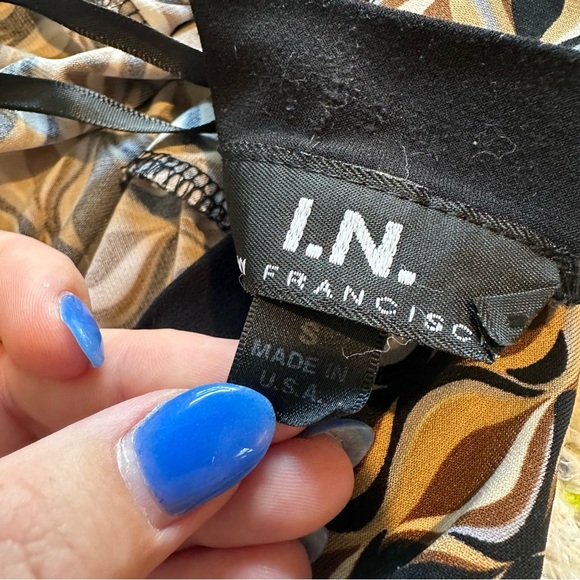 I.N. San Francisco Y2K Tie Back Top. Size: Small. Black Geometric print. - Picture 6 of 7